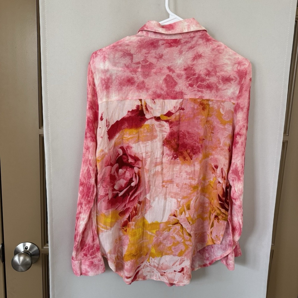 Fig & Flower Anthropologie Women's Medium Floral Long Sleeve Button Up‎ Shirt - Picture 3 of 7